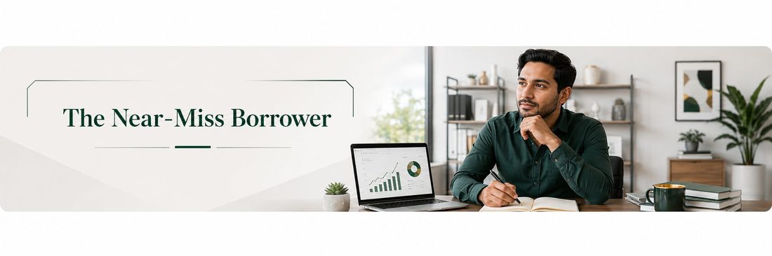 The Near-Miss Borrower — small business owner with acceptable credit score but inconsistencies underneath